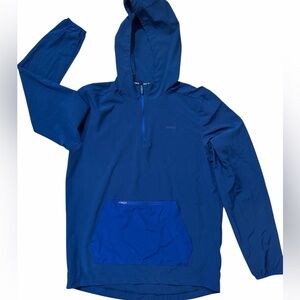 SKORA Run Real Running Quick-Dry Blue Hooded Jacket with Pocket - Men’s Small